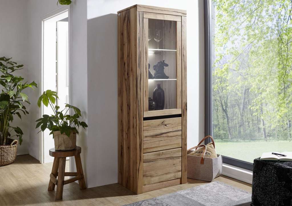 Vitrine Wildeiche 62x42x191 natur geölt MONTREUX #120