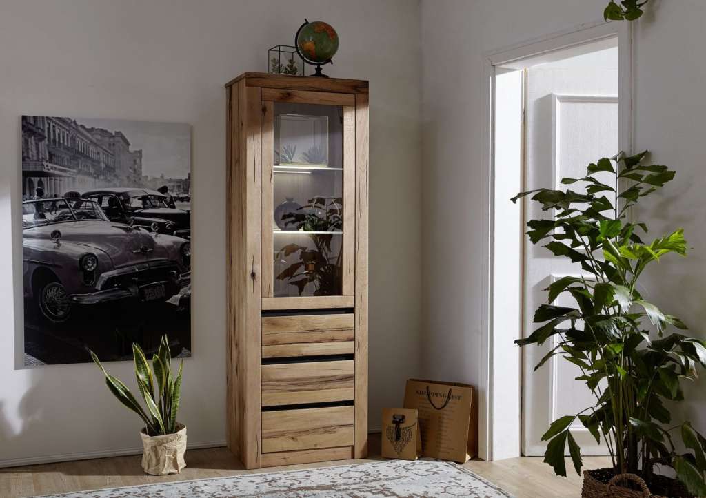 Vitrine Wildeiche 62x42x191 natur geölt MONTREUX #121