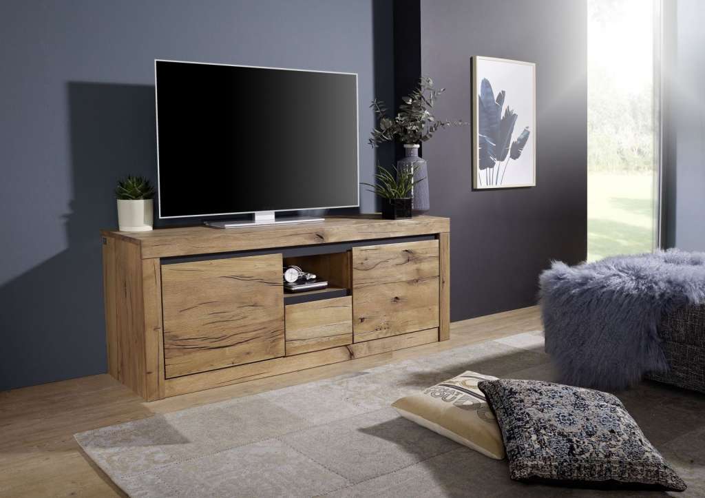 TV-Board Wildeiche 155x45x60 tabacco brown geölt MONTREUX #326