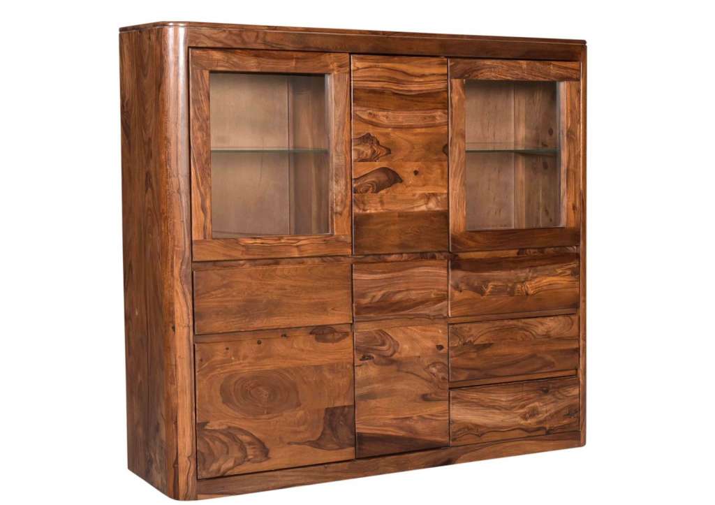 Highboard Sheesham 166x40x145 walnuss lackiert TORONTO #204