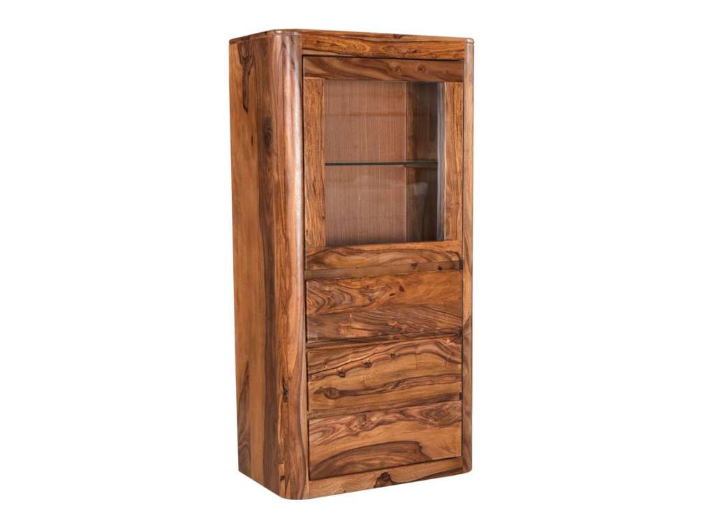 Vitrine Sheesham 70x40x145 walnuss lackiert TORONTO #208