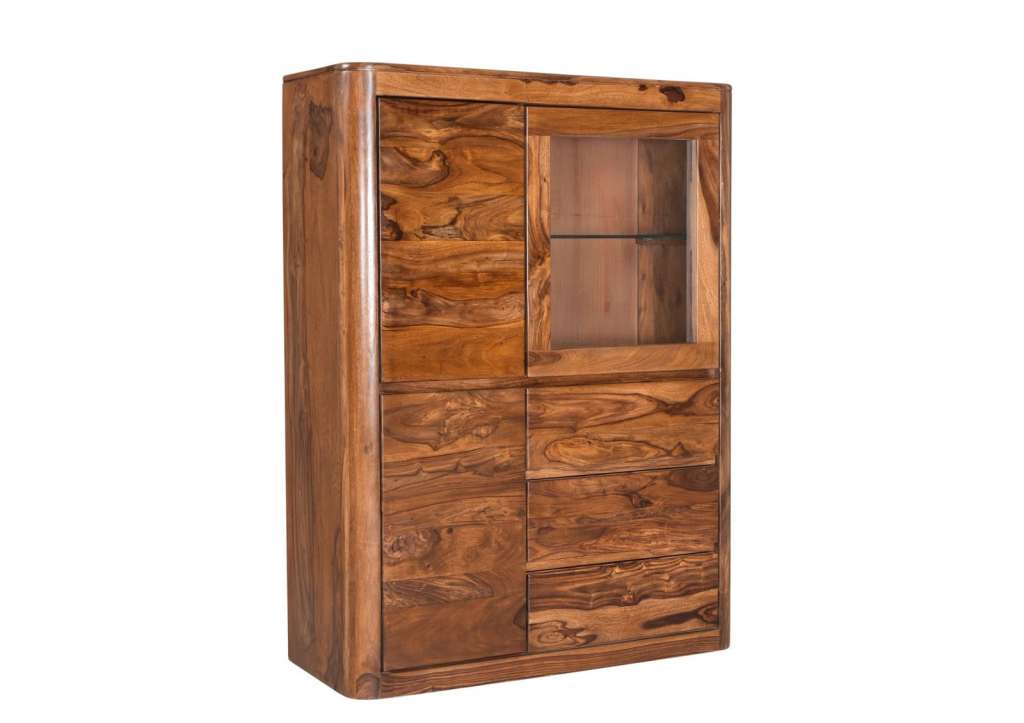 Vitrine Sheesham 109x40x145 walnuss lackiert TORONTO #209