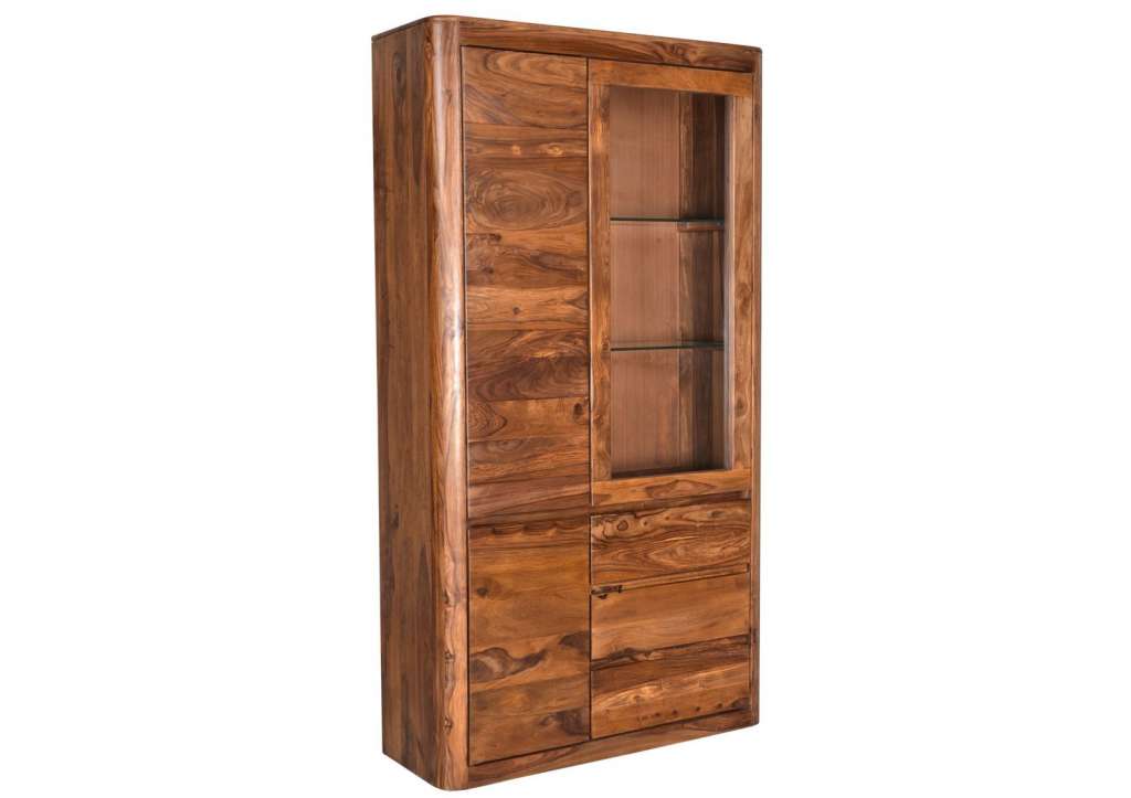 Vitrine Sheesham 109x40x202 walnuss lackiert TORONTO #211