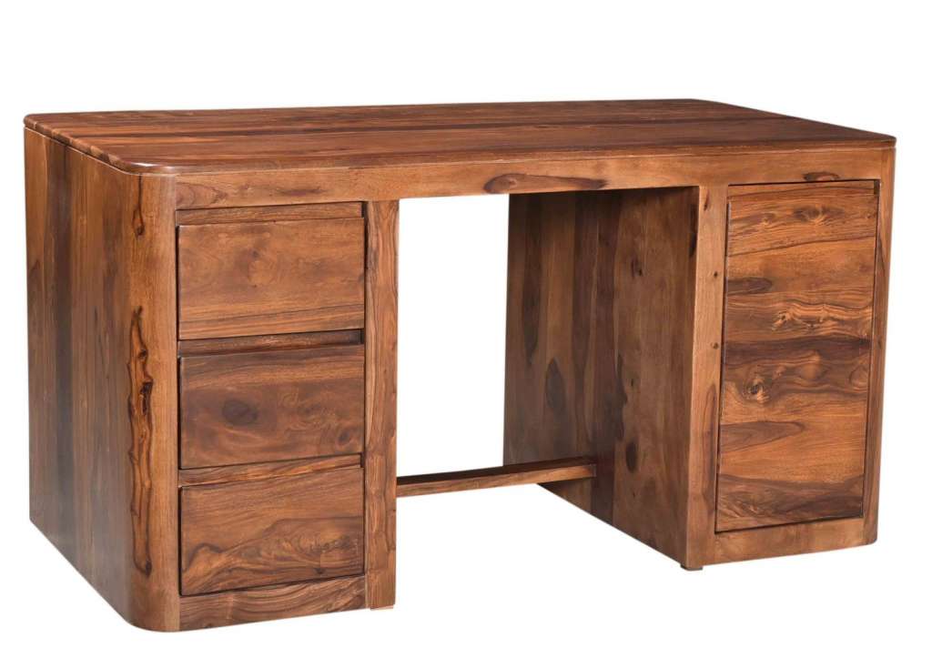 Schreibtisch Sheesham 150x75x78 walnuss lackiert TORONTO #248