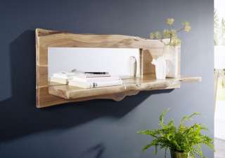Wandregal Akazie 121x22x38 natur lackiert LIVE EDGE #705