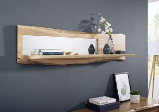 Wandregal Akazie 165x22x38 natur lackiert LIVE EDGE #706