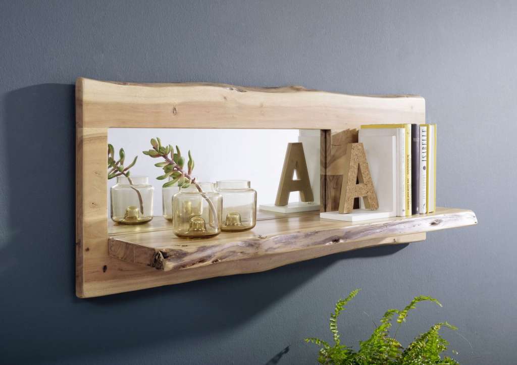 Wandregal Akazie 101x22x38 natur lackiert LIVE EDGE #707