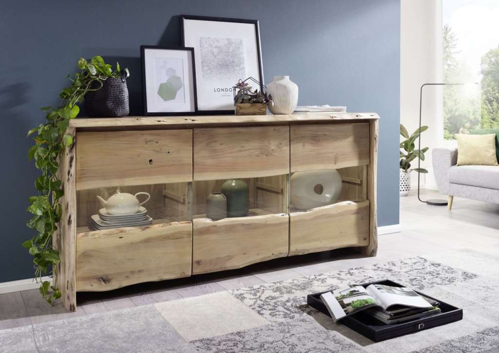 Sideboard Akazie 191x45x96 natur lackiert LIVE EDGE #708