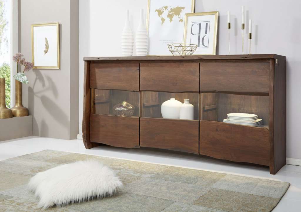 Sideboard Akazie 191x45x96 braun lackiert LIVE EDGE #808