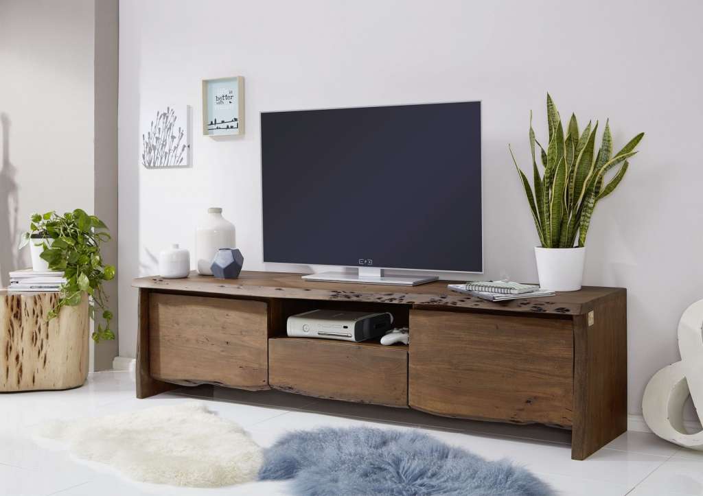 TV-Board Akazie 191x45x50 braun lackiert LIVE EDGE #802