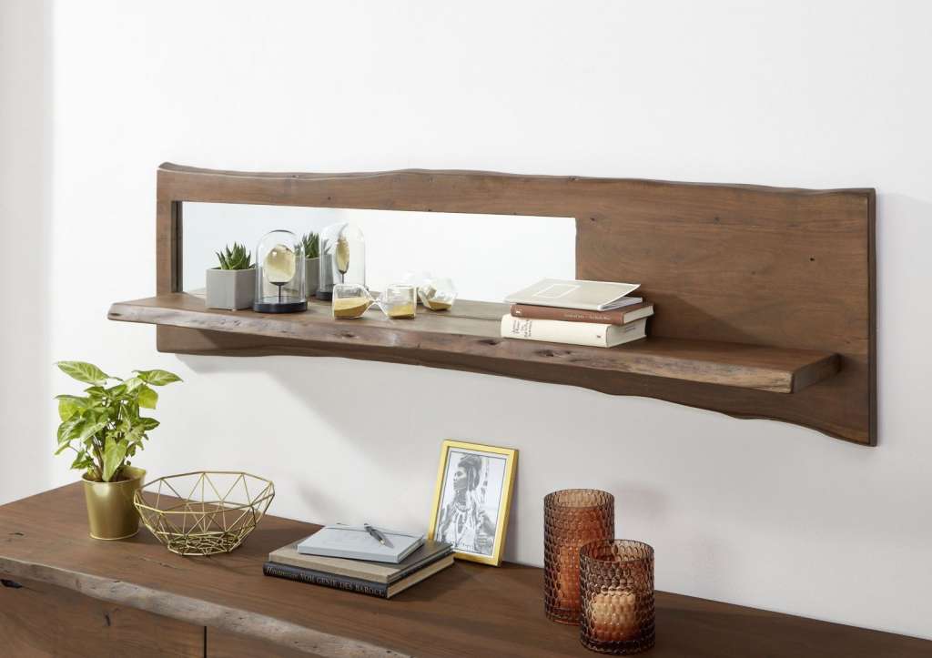 Wandregal Akazie 165x22x38 braun lackiert LIVE EDGE #806