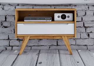 TV-Board Wildeiche 80x38x61 natur geölt/weiß ORIGINAL RETRO #13
