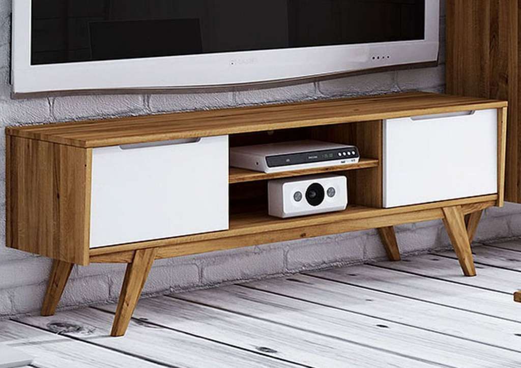 TV-Board Wildeiche 160x48x59 natur geölt/weiß ORIGINAL RETRO #14