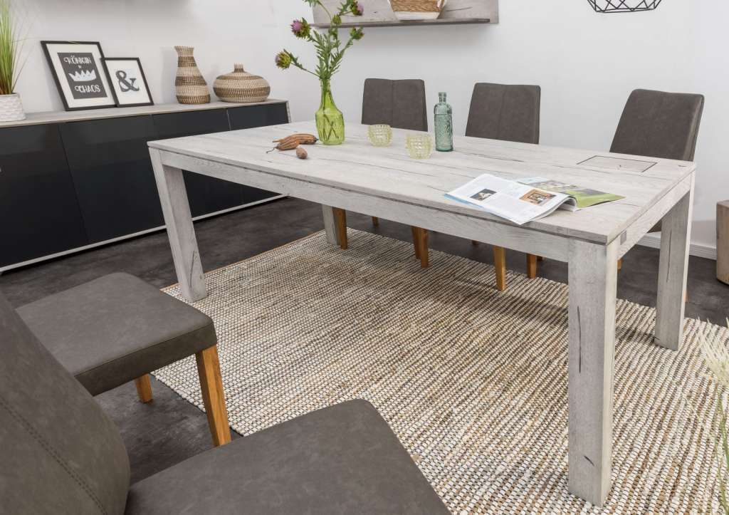 Esstisch Wildeiche 180x100x76 ice grey lackiert HELSINKI #215
