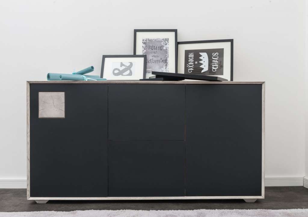 Sideboard Wildeiche 150x42x78 ice grey lackiert HELSINKI #202