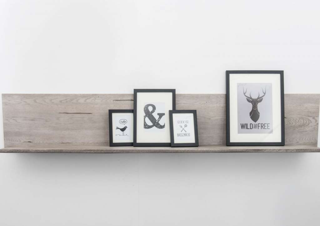 Wandregal Wildeiche 180x22x32 ice grey lackiert HELSINKI #220