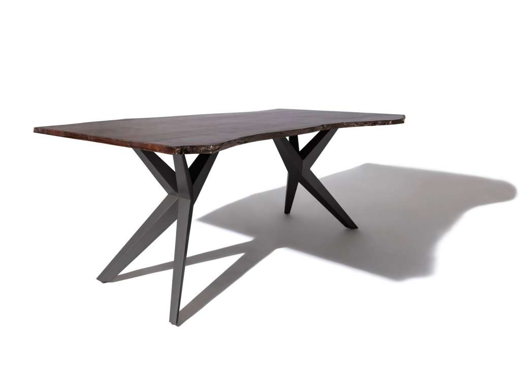 Baumtisch Akazie 140x90x76 braun lackiert Beine dark grey FREEFORM 4 #16
