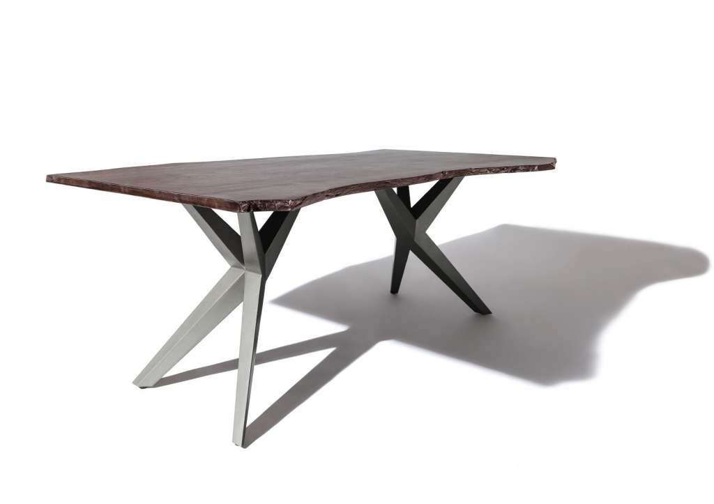Baumtisch Akazie 160x90x76 grau lackiert Beine natur FREEFORM 4 #27