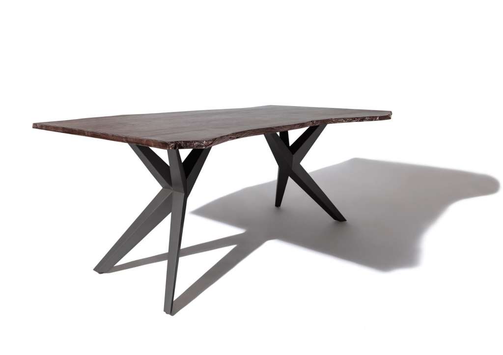 Baumtisch Akazie 160x90x76 grau lackiert Beine dark grey FREEFORM 4 #28