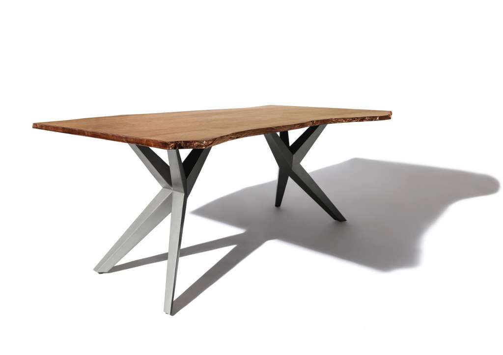 Baumtisch Akazie 180x90x76 natur lackiert Beine natur FREEFORM 4 #30