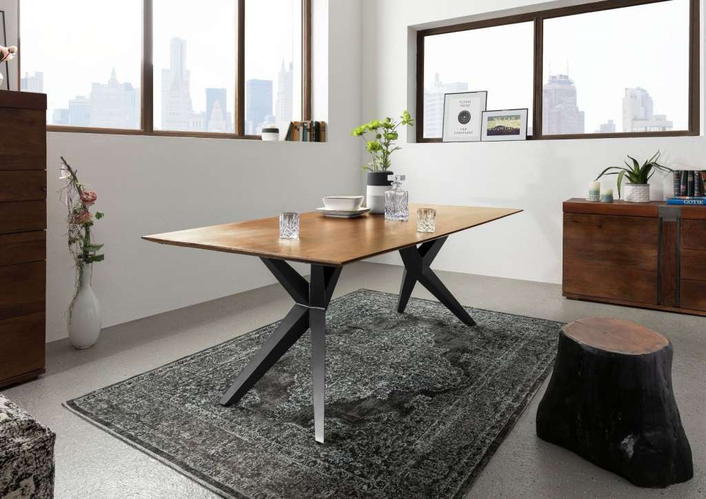 Esstisch Akazie 160x90x76 natur lackiert Beine natur SWISS EDGE #10