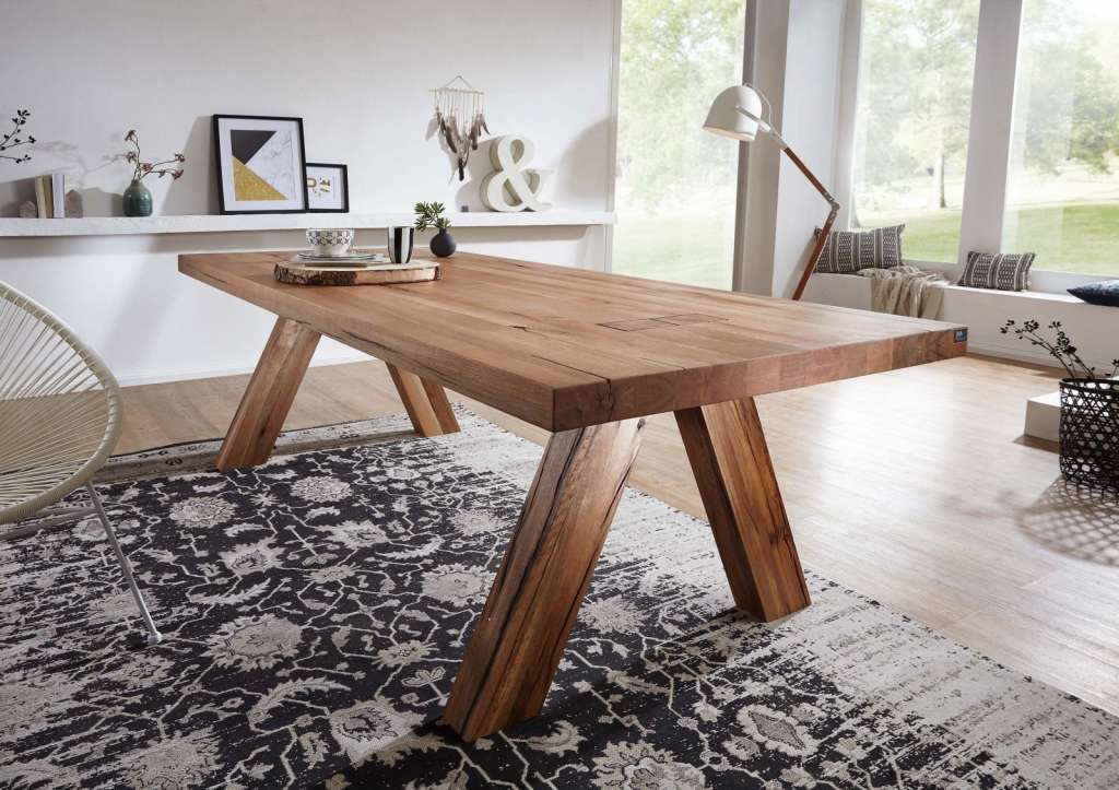 Esstisch Wildeiche 180x90x76 natur geölt TRONDHEIM #102