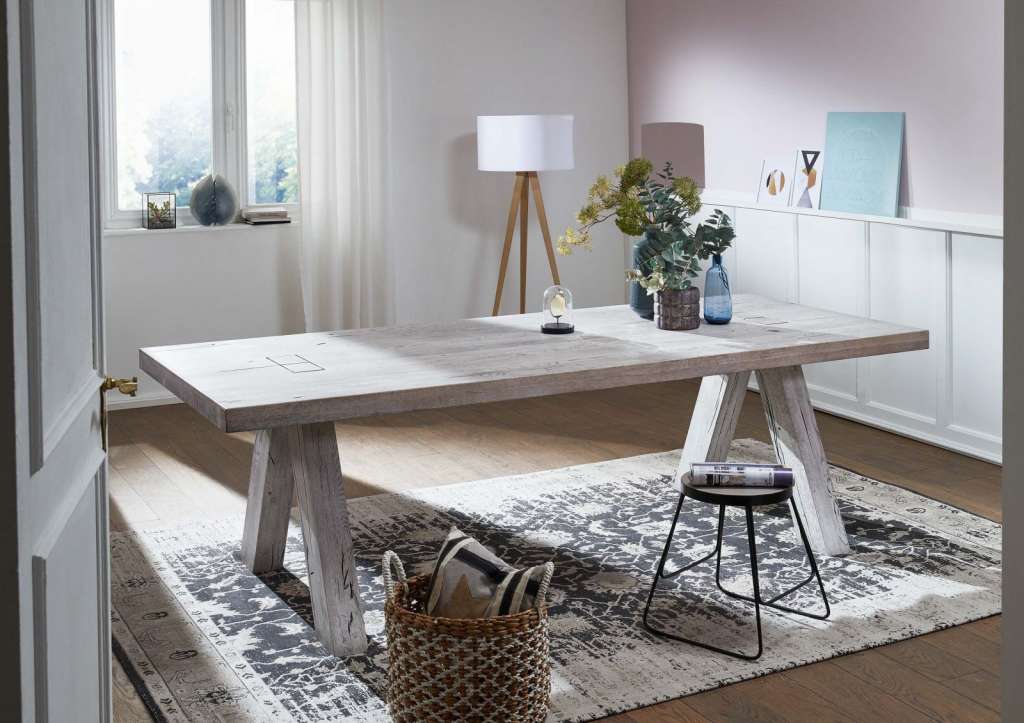 Esstisch Wildeiche 240x100x76 ice grey lackiert TRONDHEIM #504