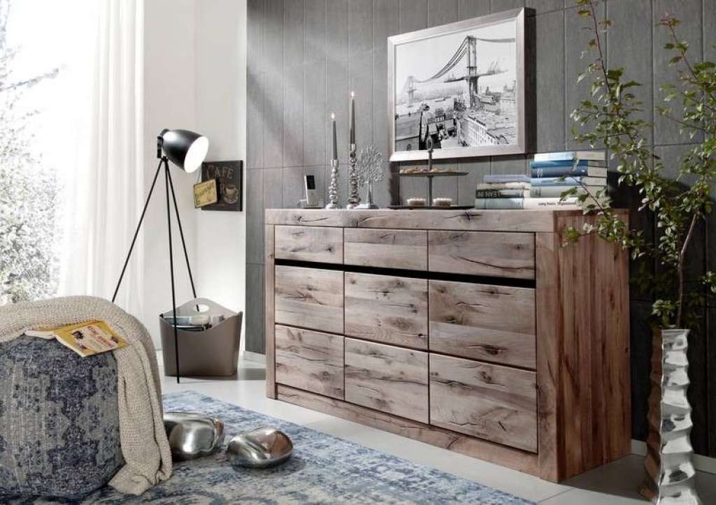 Sideboard Wildeiche 155x45x85 bianco geölt MONTREUX #210