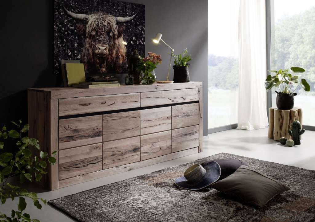 Sideboard Wildeiche 202x45x85 bianco geölt MONTREUX #211