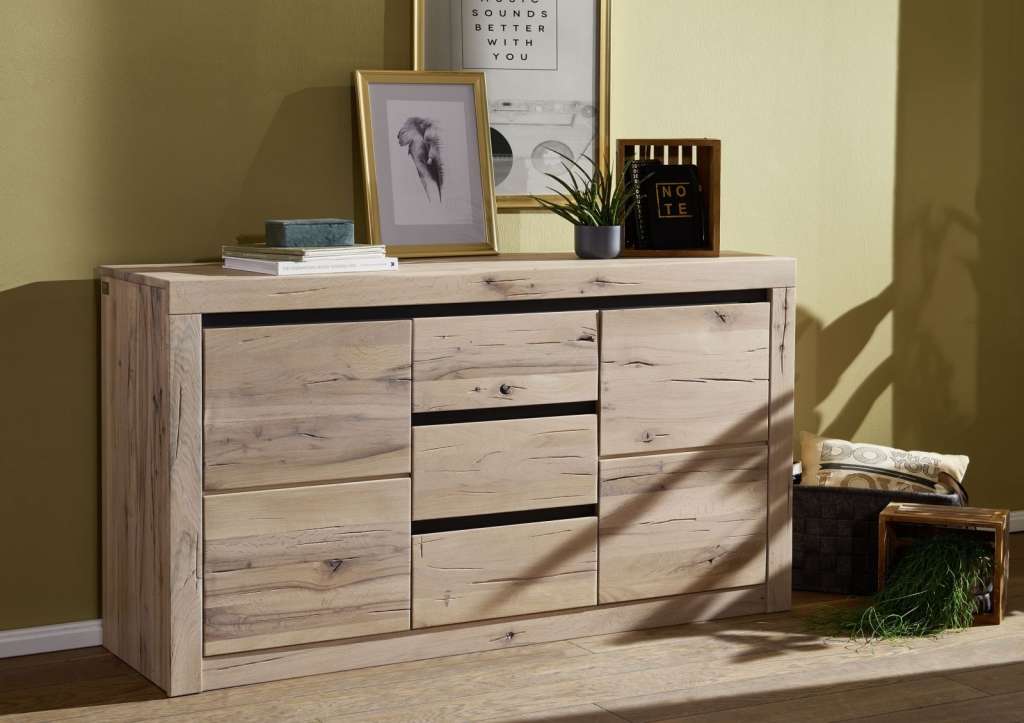 Sideboard Wildeiche 155x45x85 bianco geölt MONTREUX #227