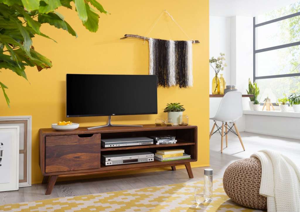 TV-Board Sheesham 134x40x48 walnuss lackiert MALMÖ 2 #120