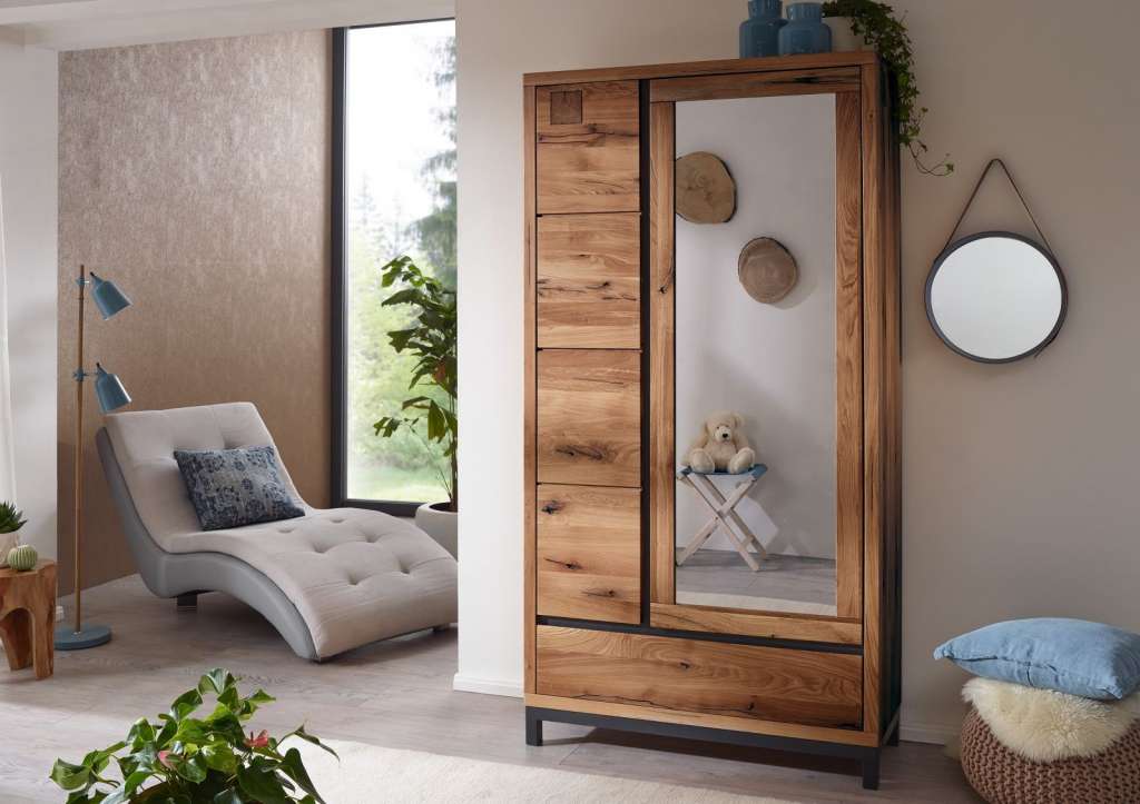 Garderobe Wildeiche 103x40x205 tabacco geölt VILLANDERS #330