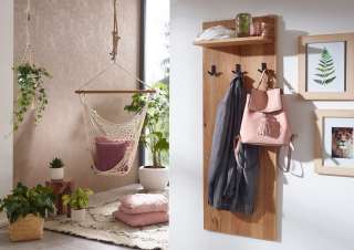 Wandgarderobe Wildeiche 50x20x140 natur geölt VILLANDERS #133