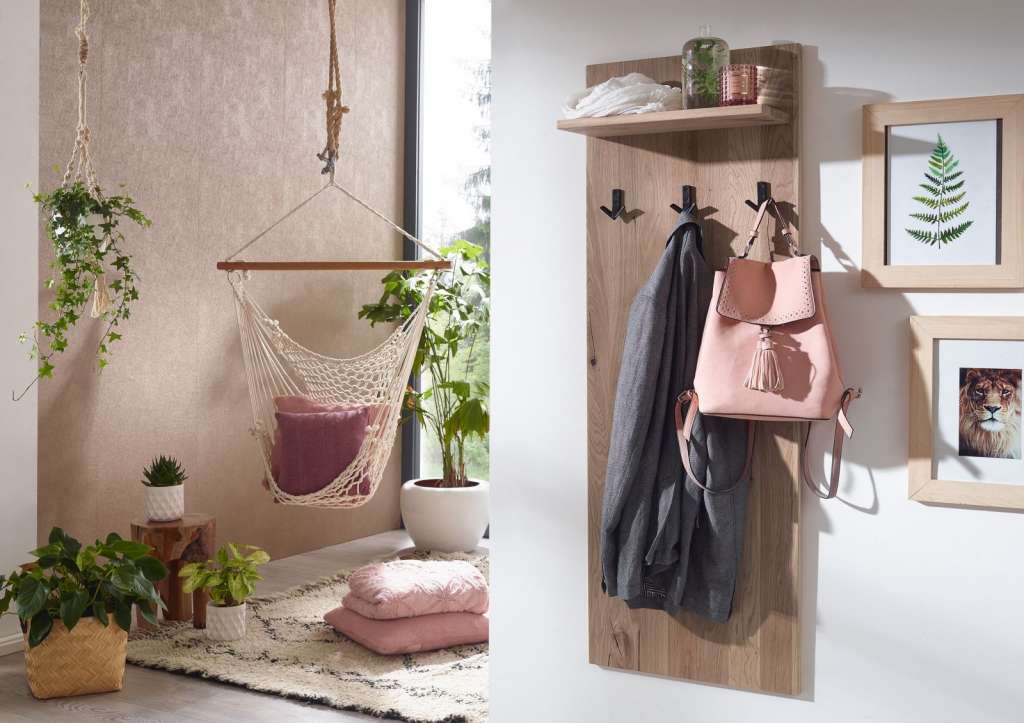 Wandgarderobe Wildeiche 50x20x140 bianco geölt VILLANDERS #233