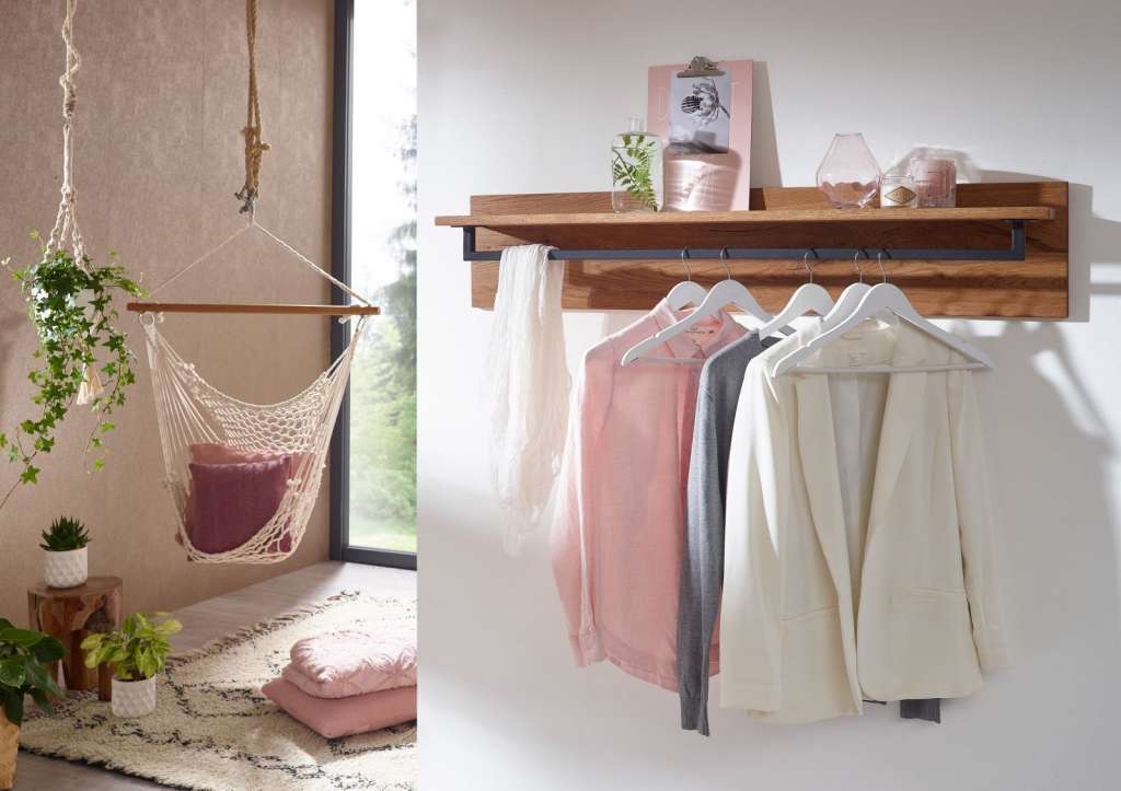 Wandgarderobe Wildeiche 120x200x25 natur geölt VILLANDERS #134