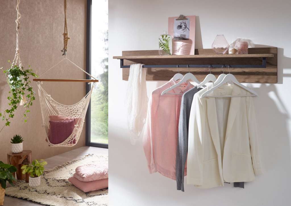 Wandgarderobe Wildeiche 120x200x25 bianco geölt VILLANDERS #234