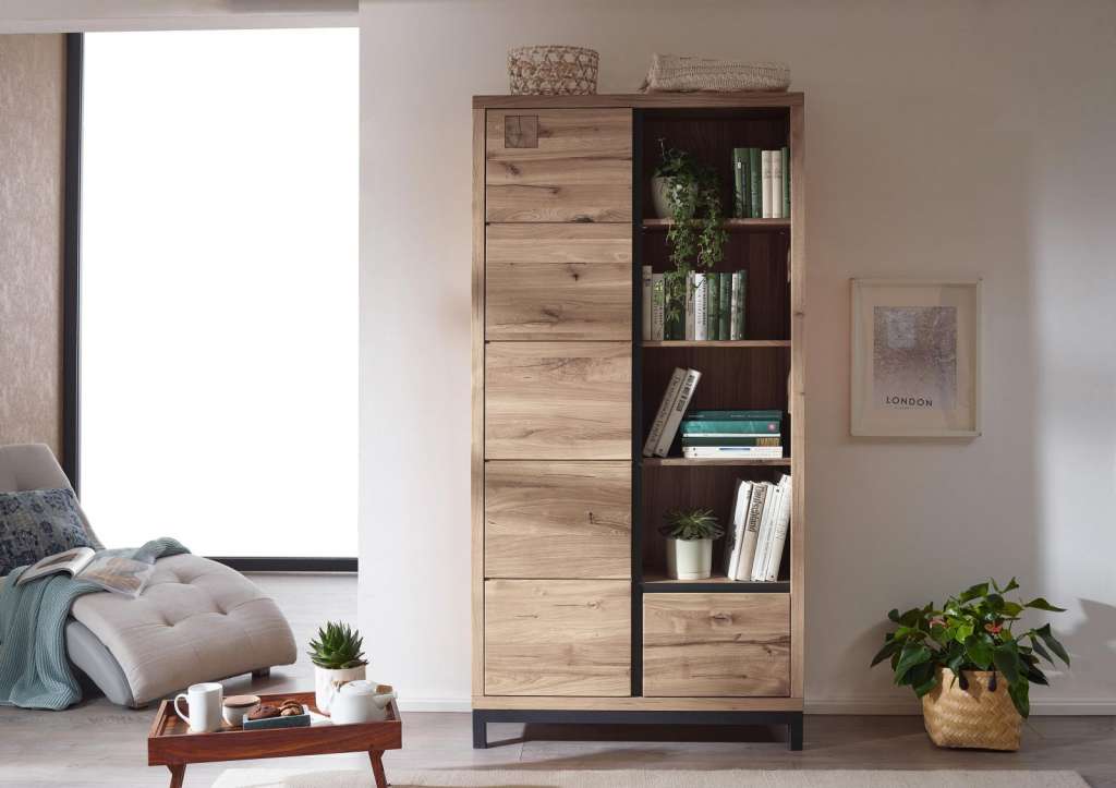Bücherregal Wildeiche 100x40x200 bianco geölt VILLANDERS #239