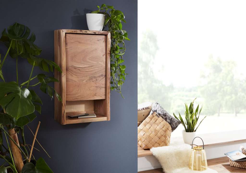Hängeschrank Akazie 40x20x70 natur lackiert LIVE EDGE #612