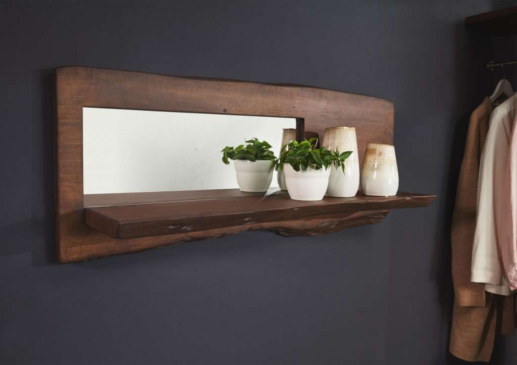 Wandregal Akazie 121x22x38 braun lackiert LIVE EDGE #805