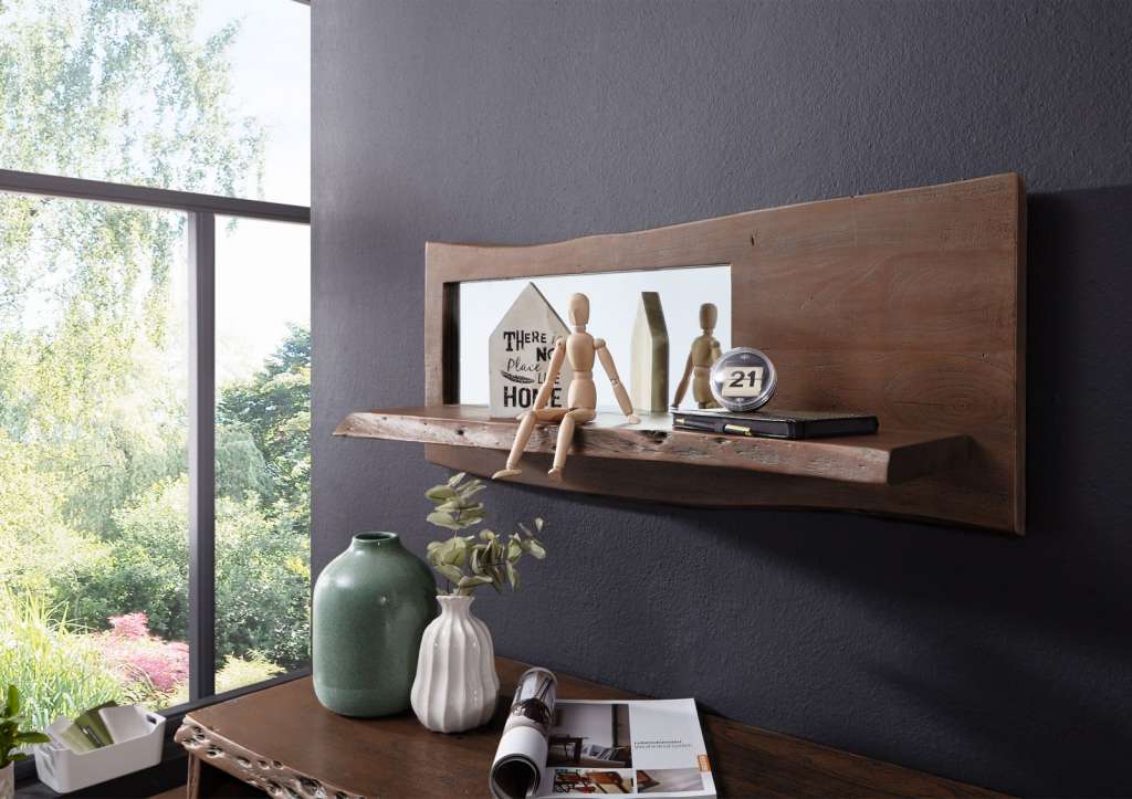 Wandregal Akazie 101x22x38 braun lackiert LIVE EDGE #807