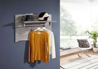 Garderobe Akazie 100x32x60 grau lackiert LIVE EDGE #915
