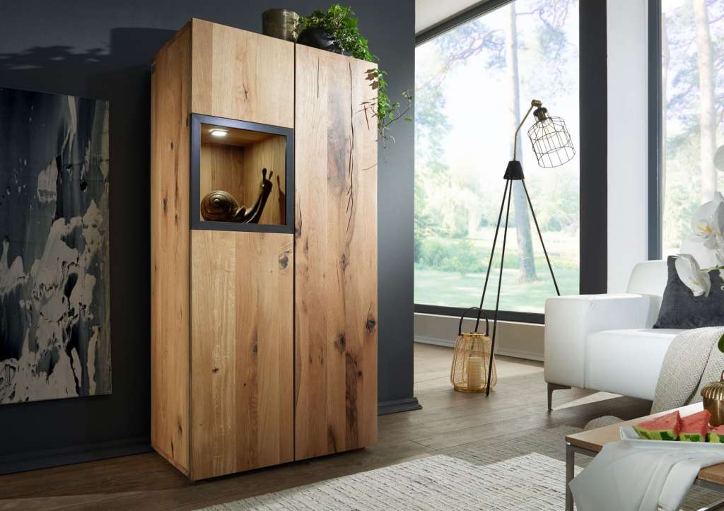 Highboard Zerreiche 66x48x143 natur geölt FRANKFURT #114