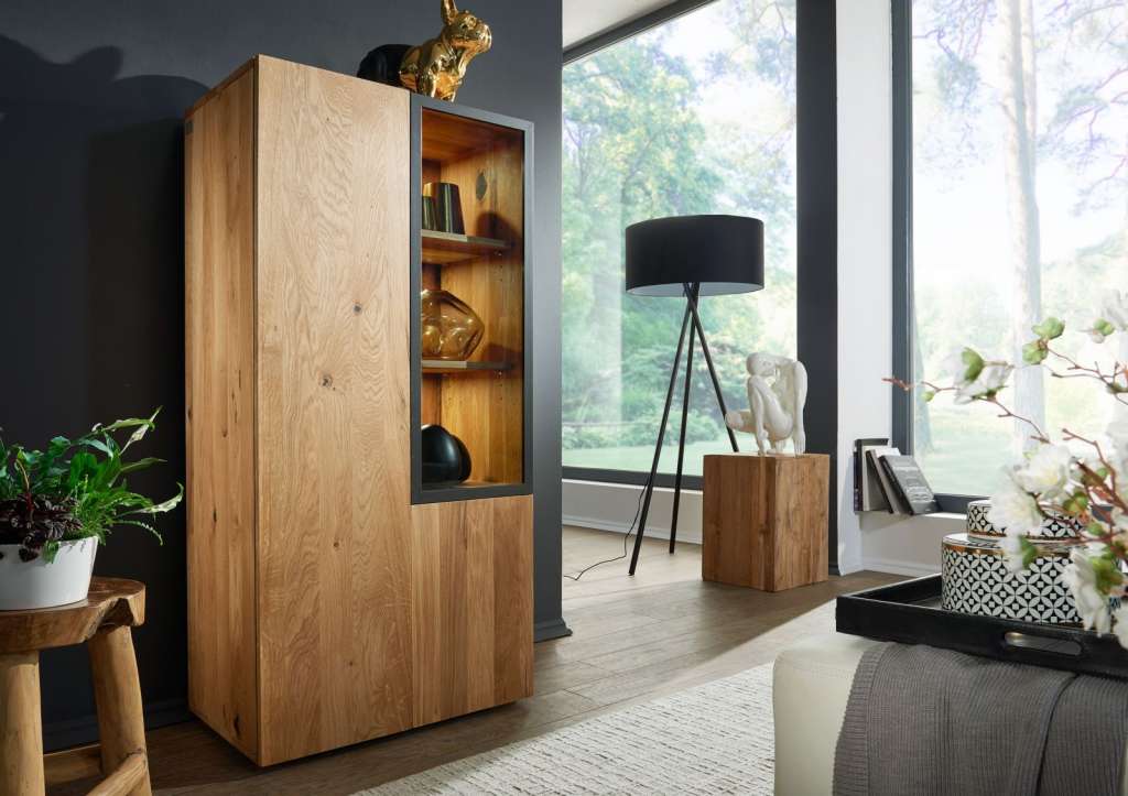 Highboard Zerreiche 70x48x143 natur geölt FRANKFURT #115