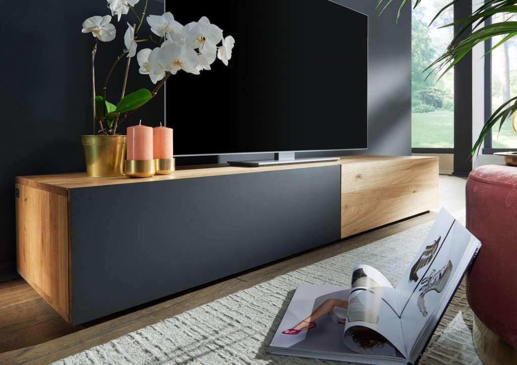 TV-Board Zerreiche 200x57x37 natur geölt FRANKFURT #107