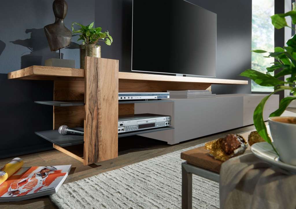 TV-Regal Zerreiche165x55x58 natur geölt FRANKFURT #110