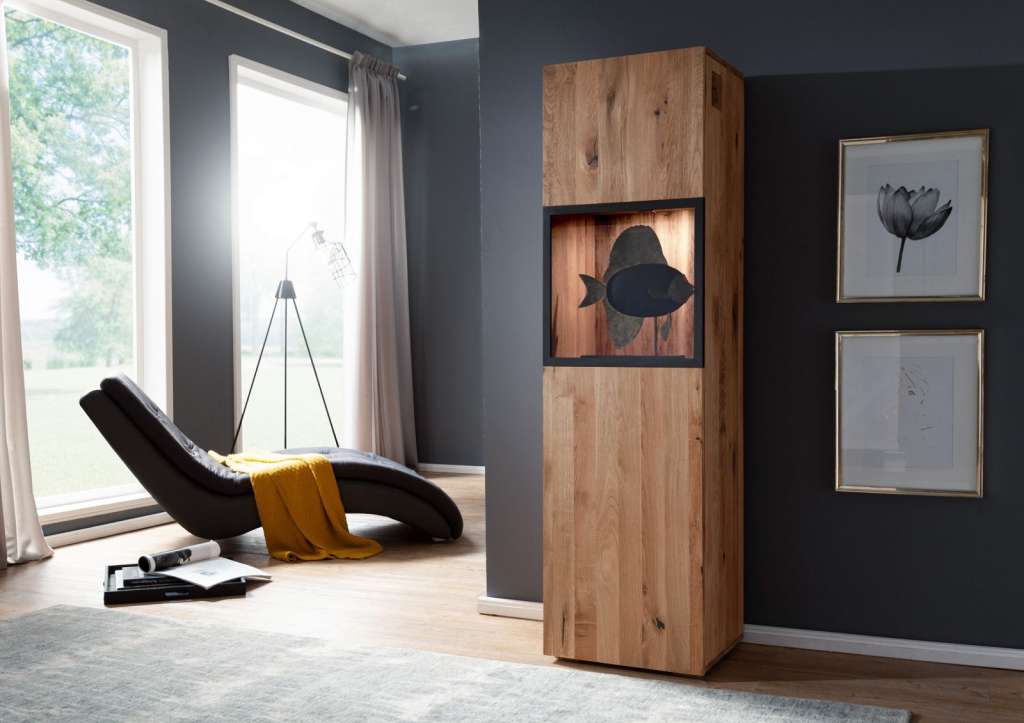 Vitrine Zerreiche 55x48x185 natur geölt FRANKFURT #112