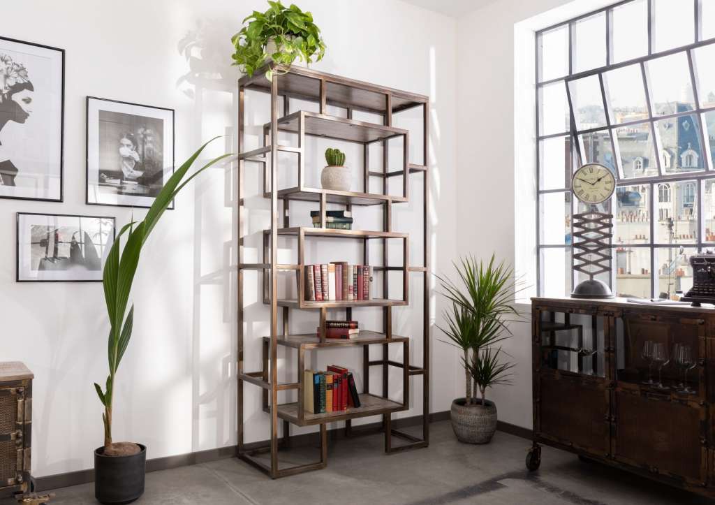 Regal Mango 100x40x202 braun lackiert HEAVY INDUSTRY #208