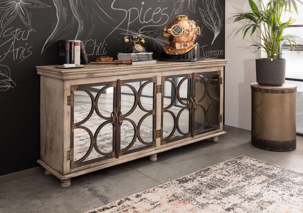 Sideboard Mango 183x46x92 braun lackiert HEAVY INDUSTRY #216
