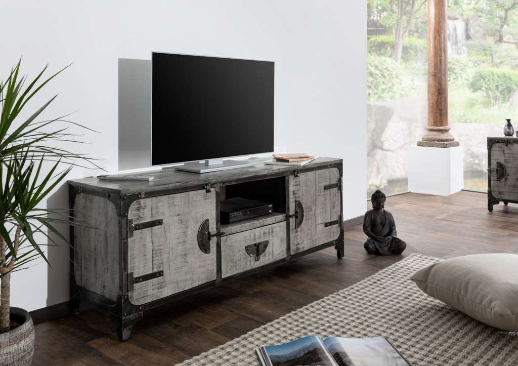 TV-Board Mango 150x40x60 grau lackiert HEAVY INDUSTRY #129