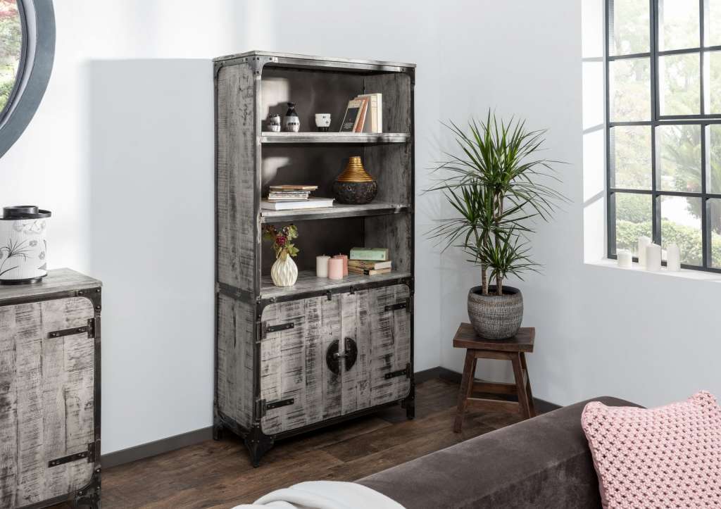 Regal Mango 92x40x183 grau lackiert HEAVY INDUSTRY #166